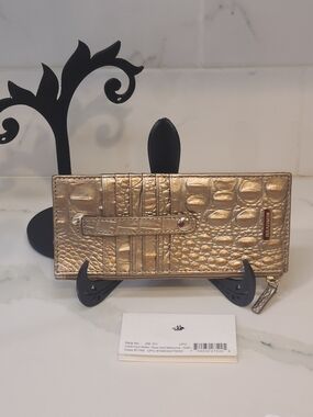 Brahmin Metallic Rose Gold Melbourne Credit Card Wallet